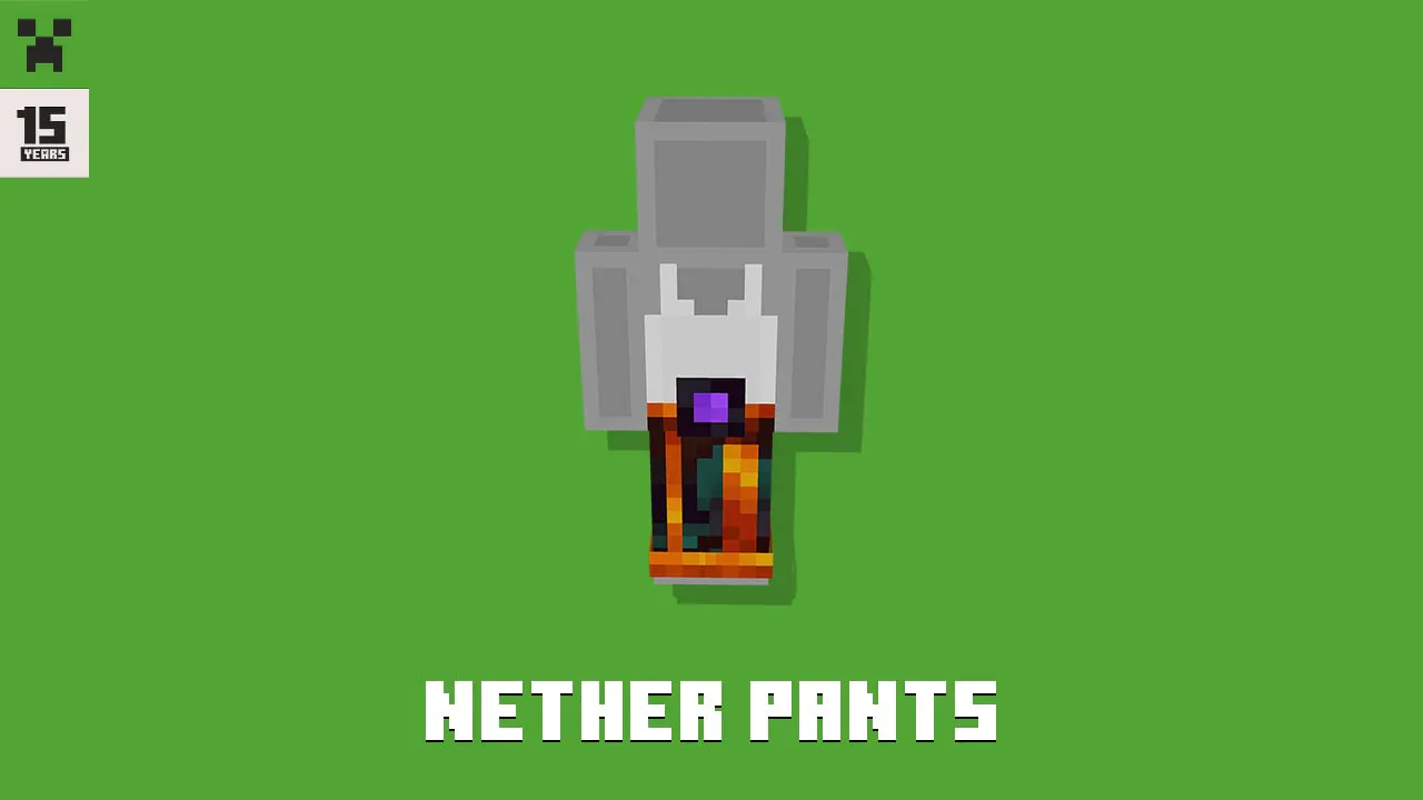 The Nether Pants featuring lava and Netherack plus a Nether portal belt buckle