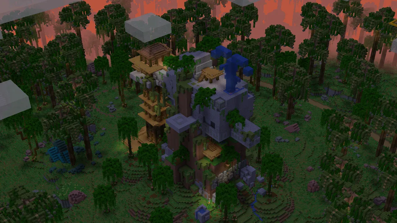 A screenshot of a giant dolphin monument.