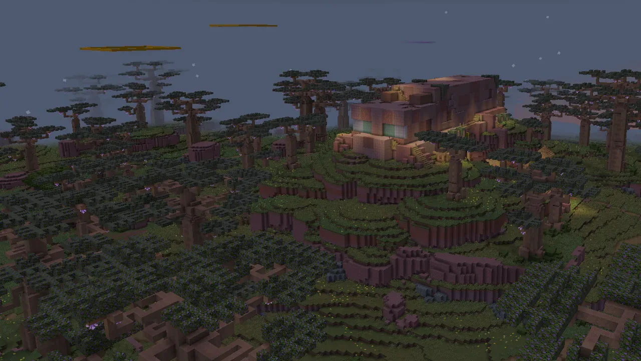 A screenshot of a giant ocelot monument in a jungle biome.