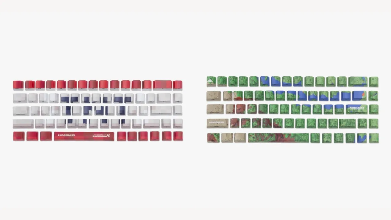 Keycaps in the Minecraft x Higround collection