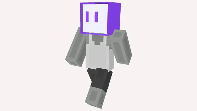 A Twitch helmet worn by a generic Minecraft model.