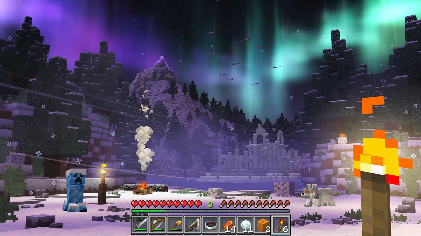 Northern Lights over the arctic wolf