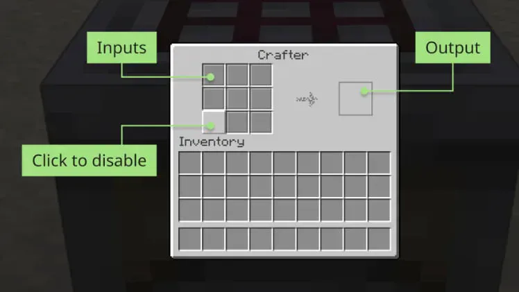 Screenshot of the 3x3 crafting grid