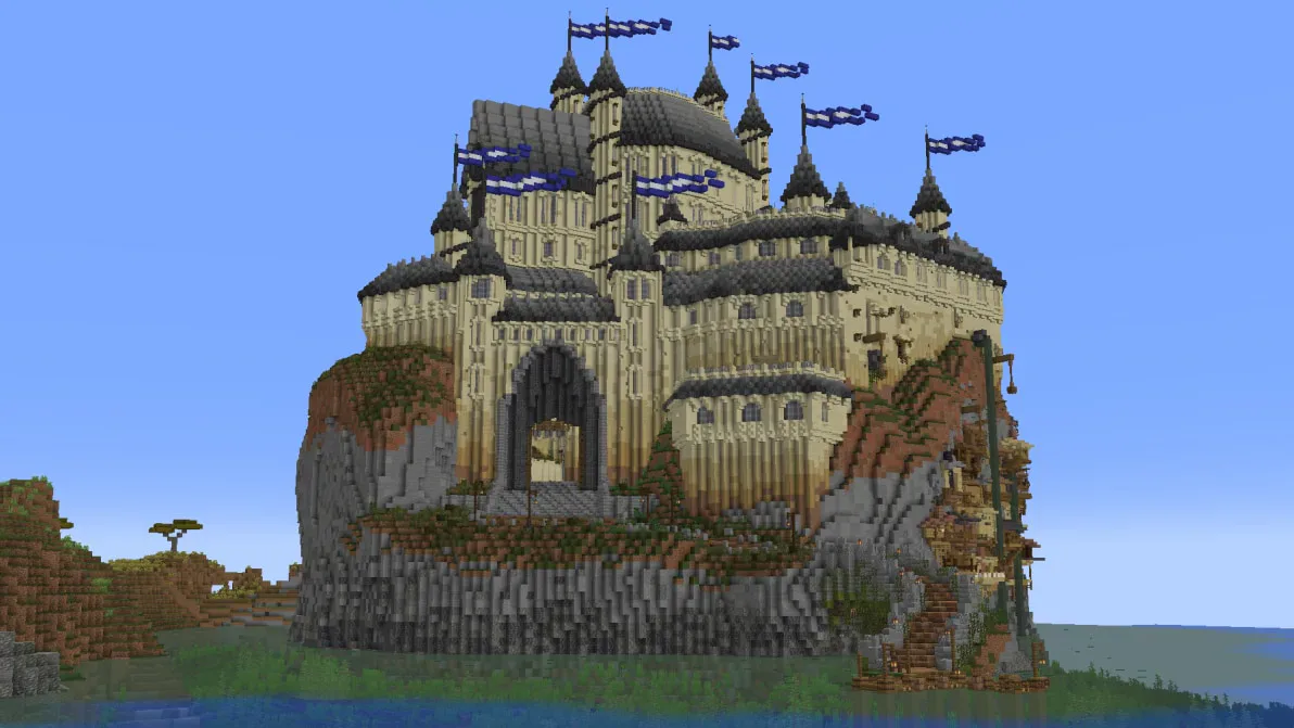 An island city with lots of towers